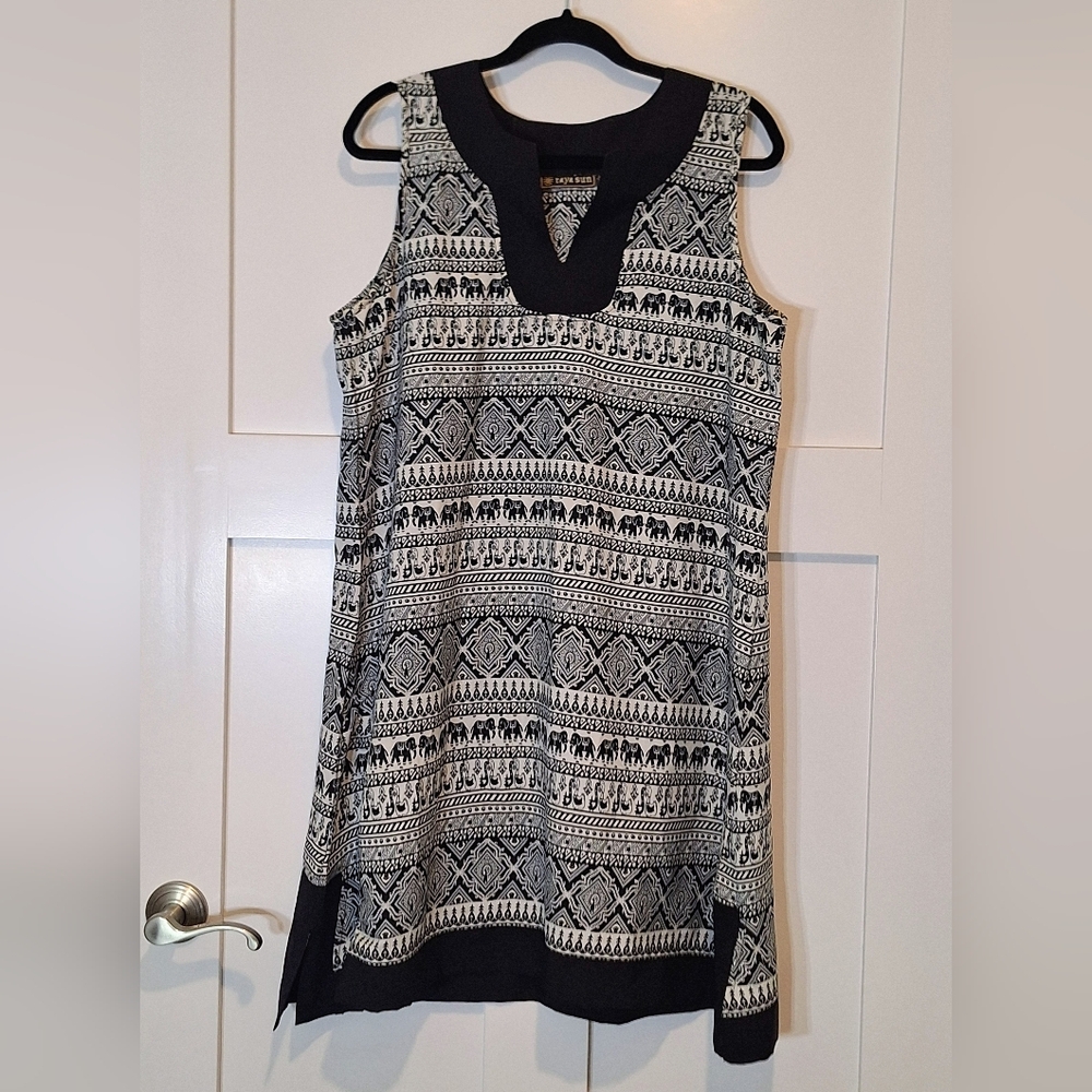 Raya Sun Swim Cover Up Dress Sleeveless Elephants & Ducks Size XL